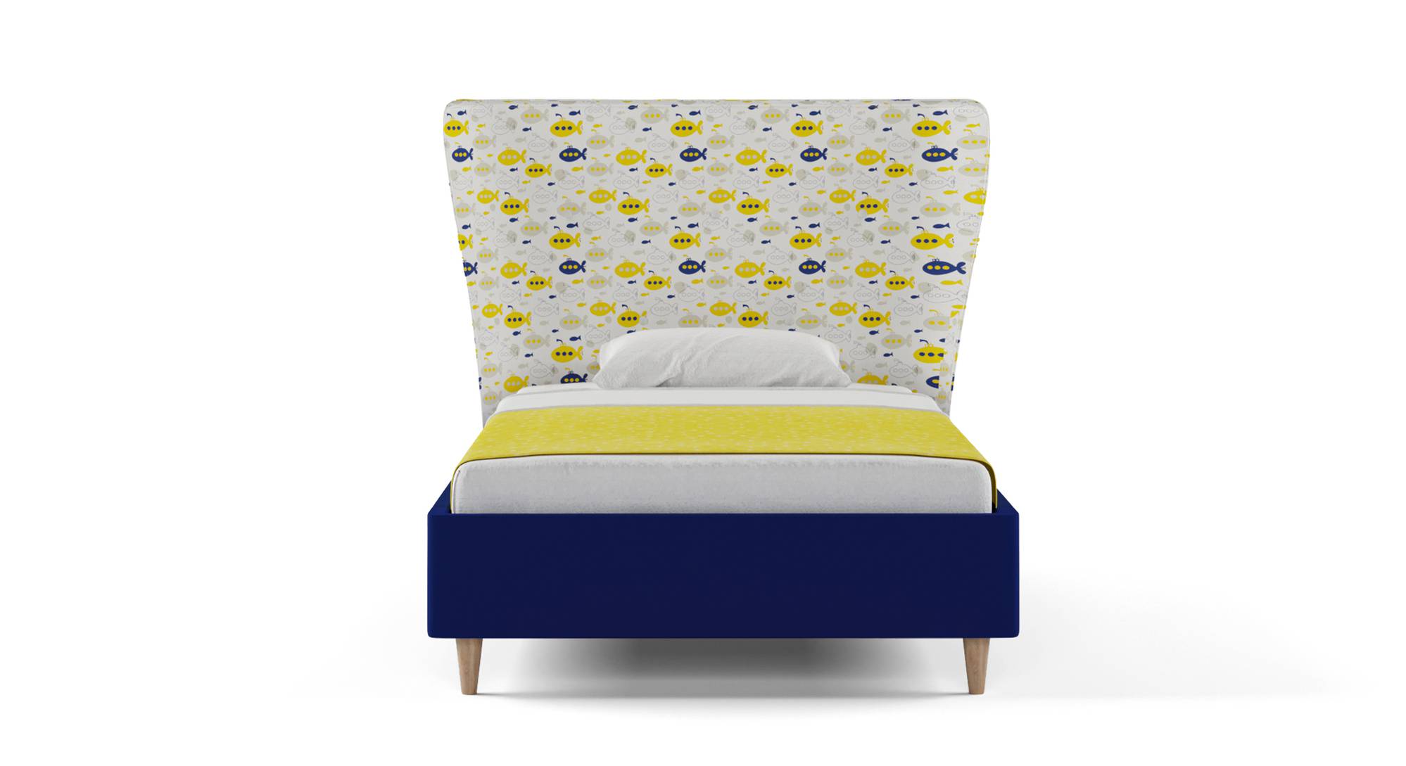Doodle Engineered Wood Bed in Royal Blue Colour Urban Ladder
