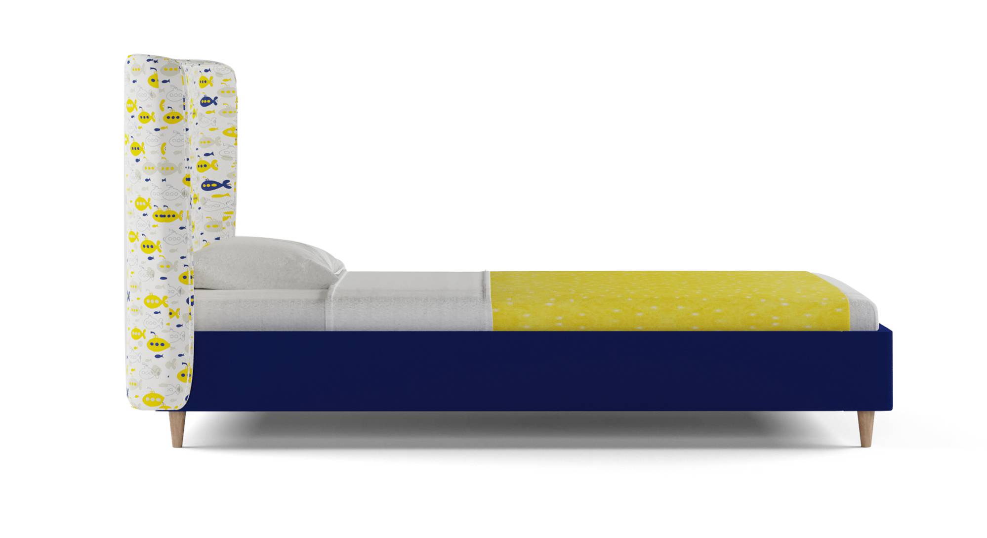 Doodle Engineered Wood Bed in Royal Blue Colour Urban Ladder