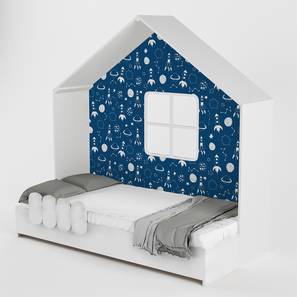 Bedroom Furniture In Bijnor Design Little Hut Engineered Wood Bed in Blue Colour