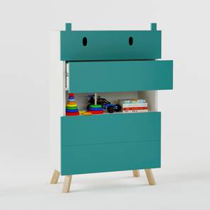Kids Drawer Design Papa Hippo Chest of Four Drawers (Teal, Matte Finish)