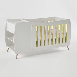Cradle Design Engineered Wood Crib in Yellow Colour