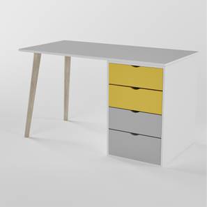 Desk Design Philosopher Free Standing Engineered Wood Kids Table in Yellow Colour
