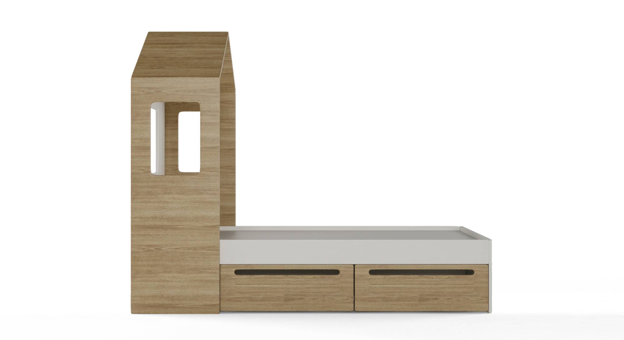 Pine Engineered Wood Box storage Bed in Oak Colour Urban Ladder