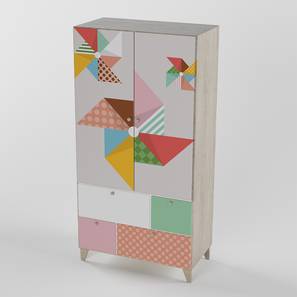 Kids Wardrobe Design Quirk Box Engineered Wood 2 Door Kids Wardrobe in Pink Colour