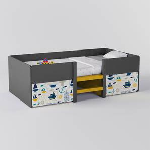 Kids Beds With Storage Design Step Up Engineered Wood Box storage Bed in Dark Grey Colour