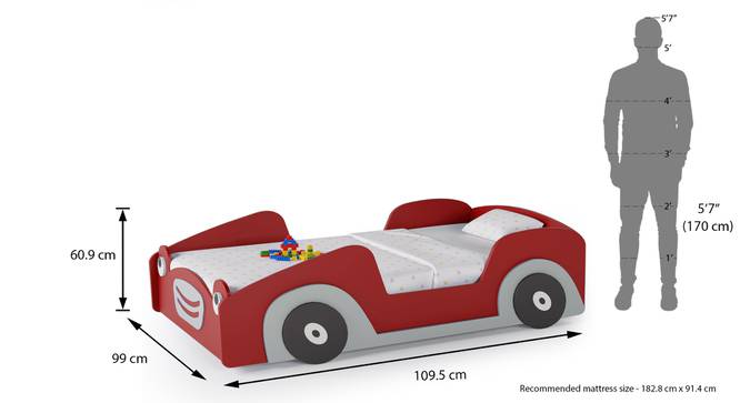 Street Car Bed By Boingg! (Red, Matte Finish) by Urban Ladder - Design 1 Dimension - 349800
