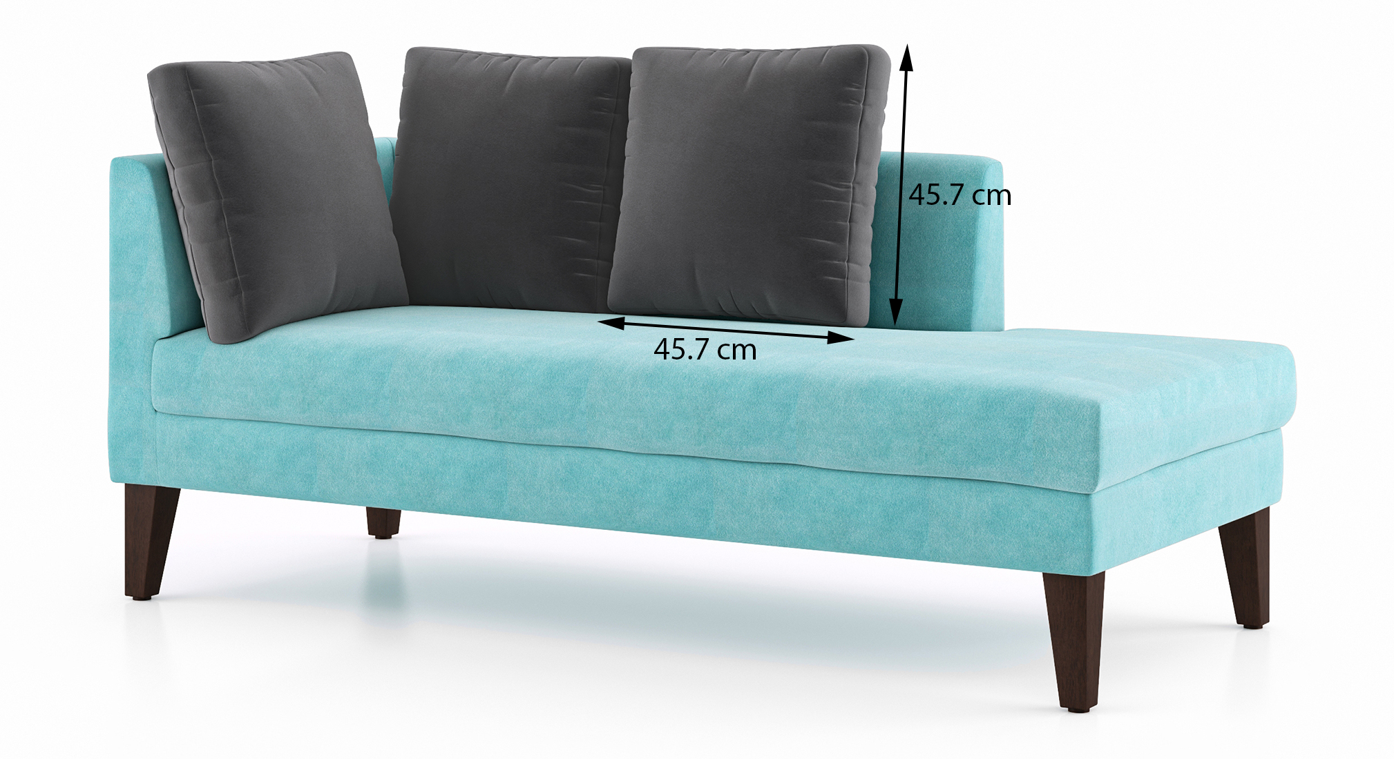 Sigmund day bed aligned right icy turquoise velvet dim2