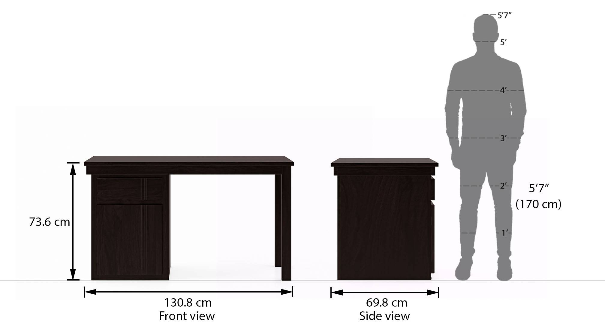 Bradbury desk large size mango mahogany finish dim1