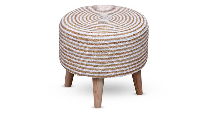 Gela Foot Stool (Round Shape, Natural White) by Urban Ladder - Front View Design 1 - 351316