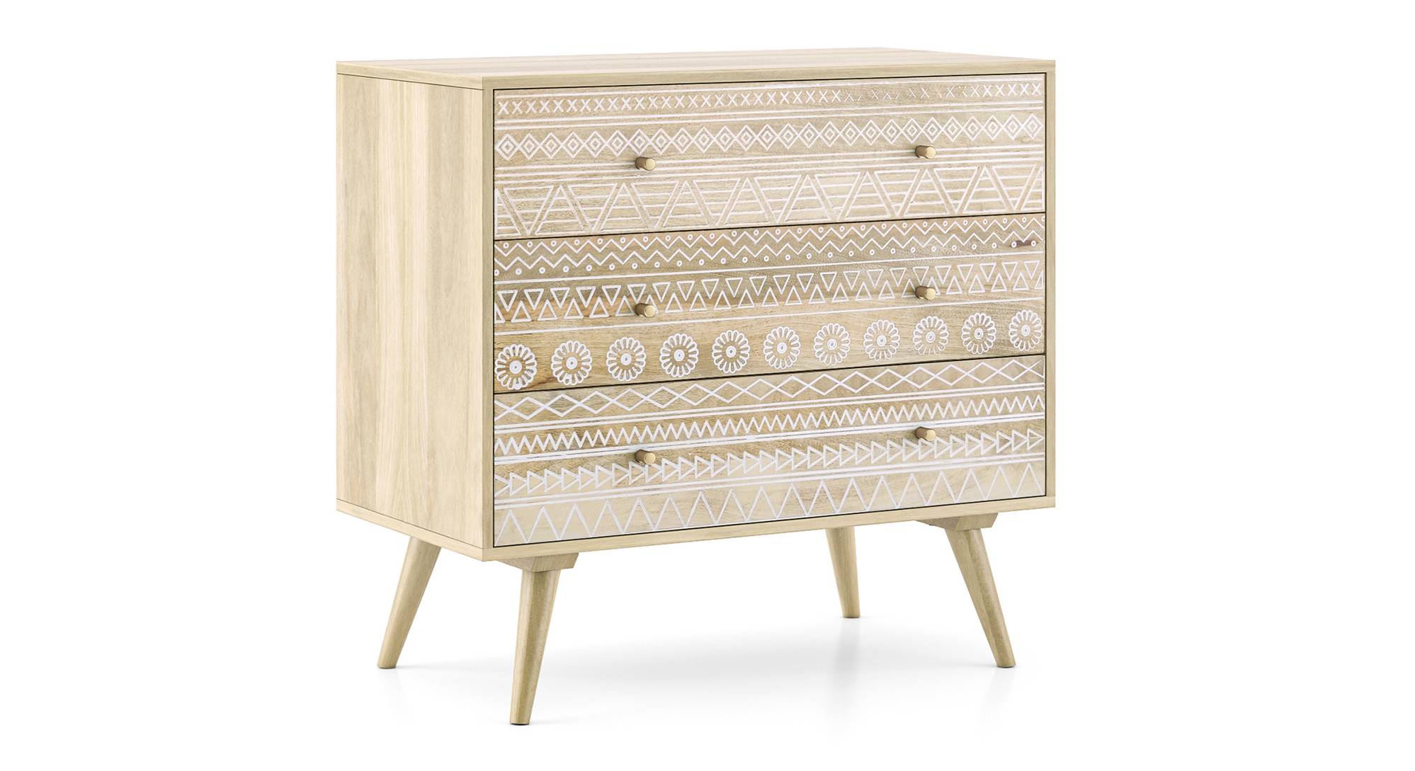Ivara Solid Wood Chest of 3 Drawers in Natural Finish Urban Ladder
