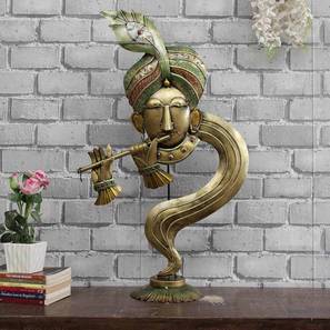 Krishna Idols Design Gold Iron Showpiece