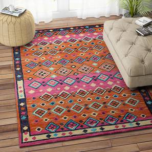 Imperial Knots Design Pink Floral Hand Tufted Wool 8 X 5 Feet Carpet
