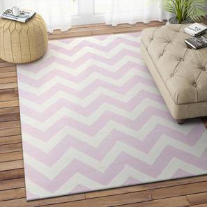 Imperial Knots Design Pink Zigzag Hand Tufted Wool 4 X 6 Feet Carpet