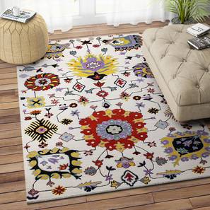 Imperial Knots Design Multi Coloured Floral Hand Tufted Wool 8 X 5 Feet Carpet