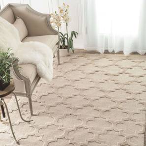 Imperial Knots Design Beige Geometric Hand Tufted Wool 4 X 6 Feet Carpet