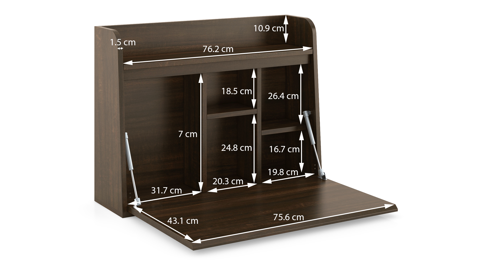 Grisham wall mounted study table californian walnut finish dim2