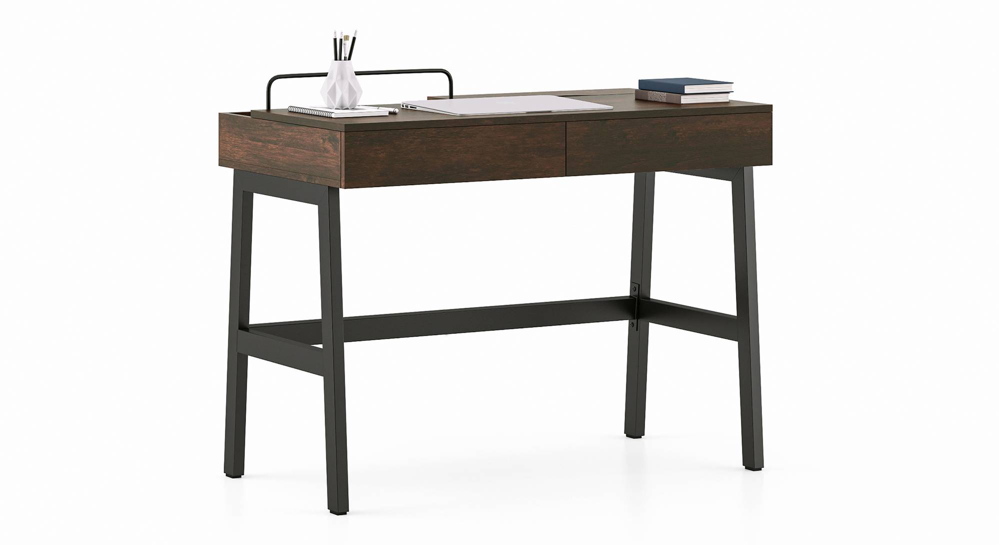 Jeremy Solid Wood Study Table in Walnut Finish Urban Ladder