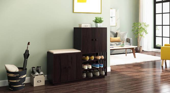 Wellington Shoe Rack & Bench (Mahogany Finish, Left Aligned) by Urban Ladder - Full View Design 1 - 352224