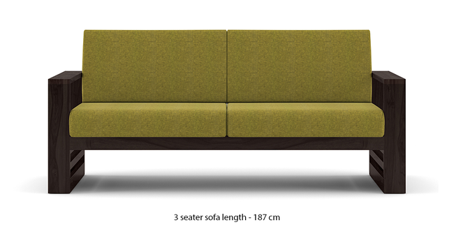 Parsons Wooden Sofa - American Walnut Finish (Green Olivia) (1-seater Custom Set - Sofas, None Standard Set - Sofas, American Walnut Finish, Fabric Sofa Material, Regular Sofa Size, Regular Sofa Type, Green Olivia)