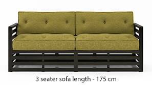 Raymond Wooden Sofa - American Walnut Finish (Green Olivia)