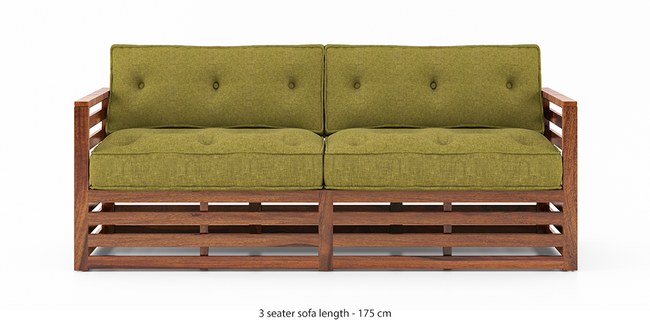 Raymond Wooden Sofa - Teak Finish (Green Olivia) (Teak Finish, 1-seater Custom Set - Sofas, None Standard Set - Sofas, Fabric Sofa Material, Regular Sofa Size, Regular Sofa Type, Green Olivia)