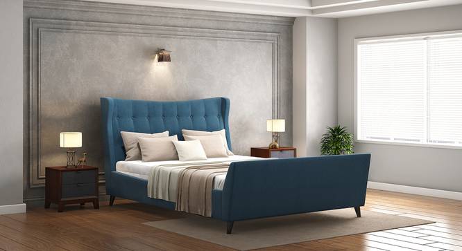 Belize Upholstered Bed Size - King Colour - BLUE (Blue, Queen Bed Size) by Urban Ladder - Design 1 Full View - 352352