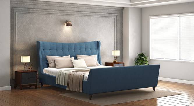 Belize Upholstered Bed Size - King Colour - BLUE (Blue, King Bed Size) by Urban Ladder - Design 1 Full View - 352359