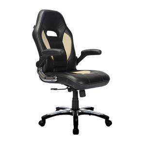 Office Chairs Design Adiko Swivel Leatherette Study Chair in Cream / Black Colour