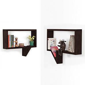 Wall Shelves Design Quote-Unquote Wall Shelves (Set of 2) (Mahogany Finish)