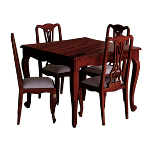 Vishwakarma Antique Design Armani Dinning 4 Seater Table Sets (HONEY, Semi Gloss Finish)