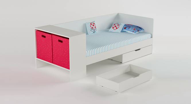 Corner Office Bed - Red-Red (Red, Matte Finish) by Urban Ladder - Cross View Design 1 - 356428