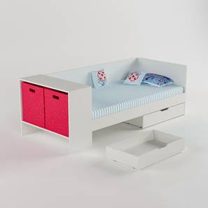 Kids Beds With Storage Design Corner Engineered Wood Drawer storage Bed in Red Colour