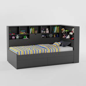 Grey Bed Design Megatron Engineered Wood Box storage Bed in Dark Grey Colour