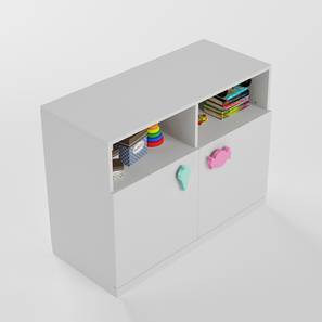 Wall Standing Cabinets Design Engineered Wood Kids Storage Cabinet in White Colour
