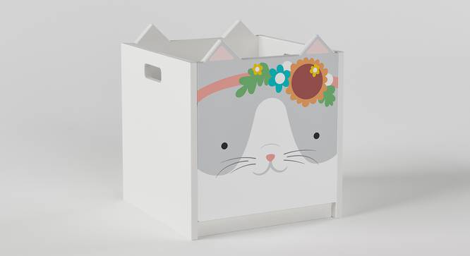 Hop On Top Toy Storage Boxes - Cat (White, Matte Finish) by Urban Ladder - Cross View Design 1 - 356670
