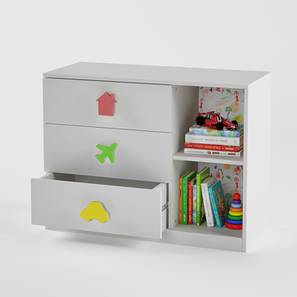 Kids Drawer Design Joy Ride Chest of Drawers (White, Matte Finish)