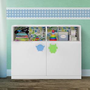 Wall Standing Cabinets Design Engineered Wood Kids Storage Cabinet in White Colour