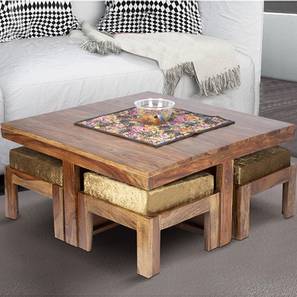 Coffee Table Design Adalia Square Solid Wood Coffee Table in Teak Velvet Green