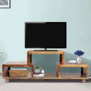 Tv Shelves Design Allen Solid Wood Free Standing TV Unit in Teak Finish