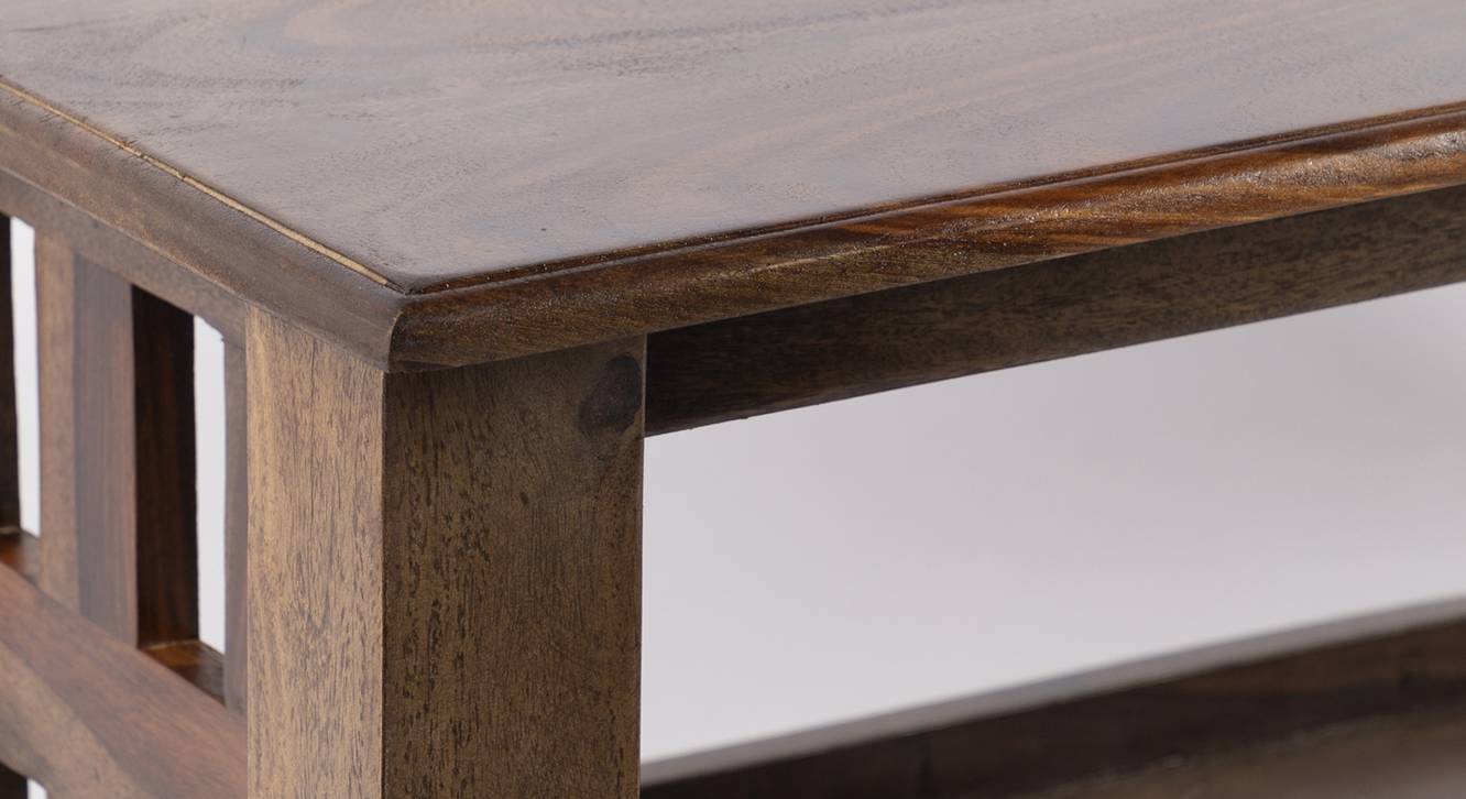 Blairs Rectangular Solid Wood Coffee Table in Teak Finish Urban Ladder