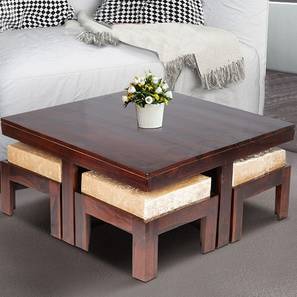 Coffee Table Design Blane Square Solid Wood Coffee Table in Walnut Finish