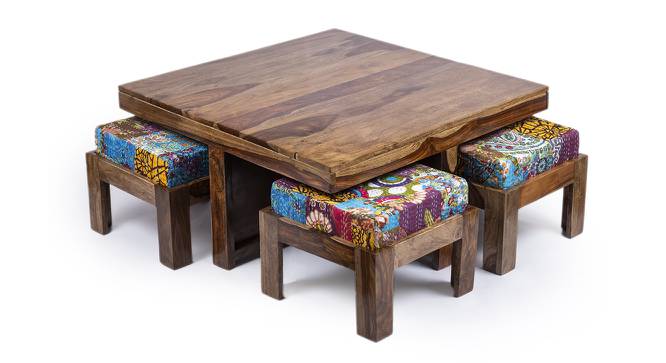 Blane Coffee Table Set - Multicolour Patch Kantha (Teak Finish, Multicolour Patch Kantha) by Urban Ladder - Cross View Design 1 - 357205