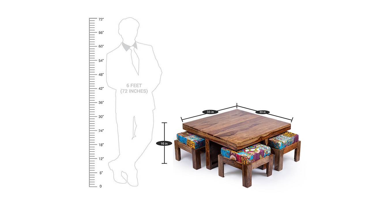 Blane coffee table set multicolour patch kantha 6