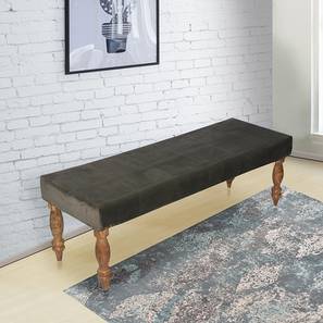 ikiriya Cairo Solid Wood Bench in Teak Grey Velvet Finish-picture-10