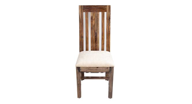 Columbus Dining Chair (Teak Finish, Ivory Sparkle Velvet) by Urban Ladder - Front View Design 1 - 357317