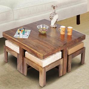 Coffee Table Set Design Blane Square Solid Wood Coffee Table in Teak Finish