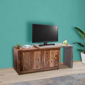 Living Storage In Bhopal Design Dublin Solid Wood Free Standing TV Unit in Teak Finish
