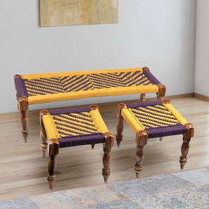 Balcony Sets Design Hamilton Solid Wood Outdoor Table in Purple & Yellow Colour with set of Chairs