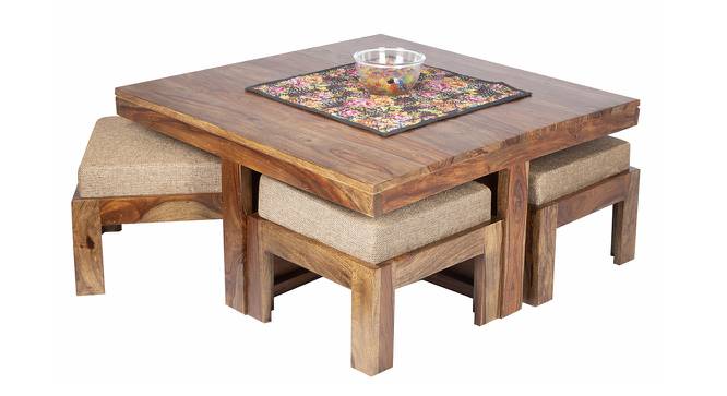 Edel Coffee Table Set - Jute Beige (Teak Finish, Jute Beige) by Urban Ladder - Cross View Design 1 - 357394