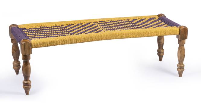 Hamilton Bench - Purple & Yellow (Teak Finish, Purple & Yellow) by Urban Ladder - Cross View Design 1 - 357398